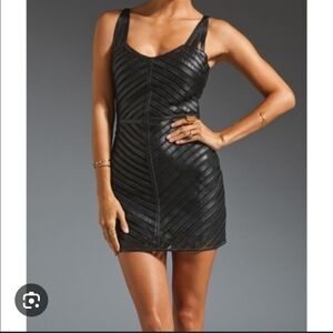 parker leather mesh mini dress striped goth alternative biker glam metal small